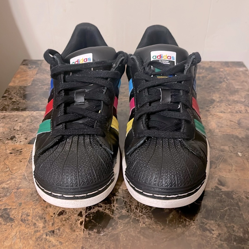 Adidas Kids Black Sneakers with Multicolor Accents
